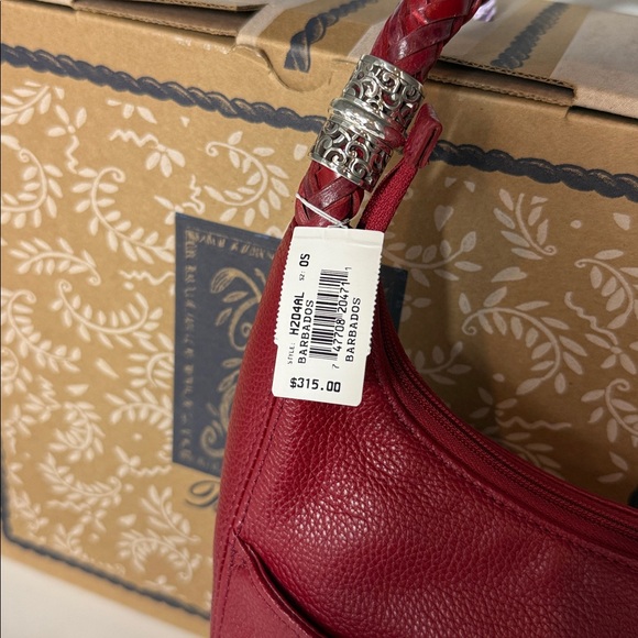 Brighton Red Barbados Purse/Handbag Ziptop Hobo - Picture 3 of 7